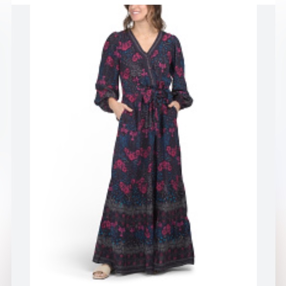 CELINA MOON Long Sleeve Floral Maxi Dress main image 1